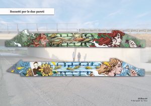 Sketches for two murals, designed by Chus