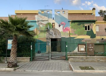 "Life of the lagoon” mural by Chus, work in progress photo