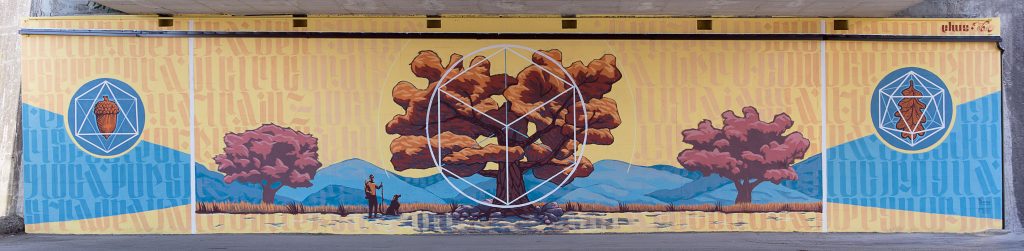 Full vie of the mural “Terra” by artists Chus and Ivan Tresoldi in Sansepolcro. Photo by Elisa Nocentini