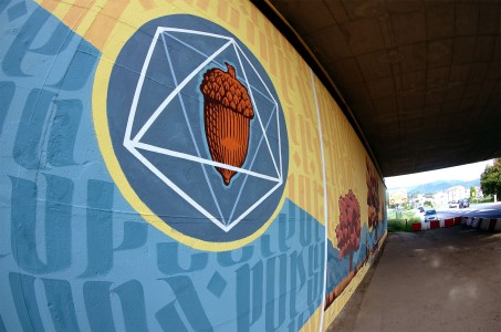 Detail of Mural representing Nature and Geometry by Chus and Ivan Tresoldi for Anas and Casermarcheologica in Sansepolcro